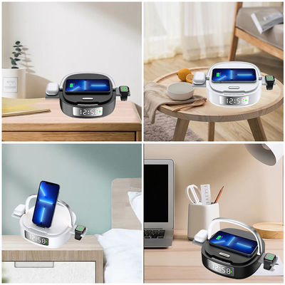 Multifunctionele Qi-alarm tafelklok met draadloos oplader 5 in 1