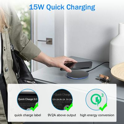 Draagbare 2 in 1 Qi draadloos oplaadpad 10W Spiegeloppervlak voor mobiele telefoon