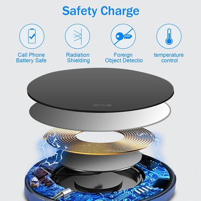 Draagbare 2 in 1 Qi draadloos oplaadpad 10W Spiegeloppervlak voor mobiele telefoon