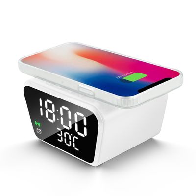 ROHS gecertificeerde Qi draadloze oplader klok alarm 253g met snelle opladen