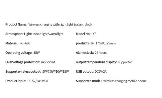 LED-display Qi draadloze wekker, compatibele Qi-aangedreven draadloze oplader