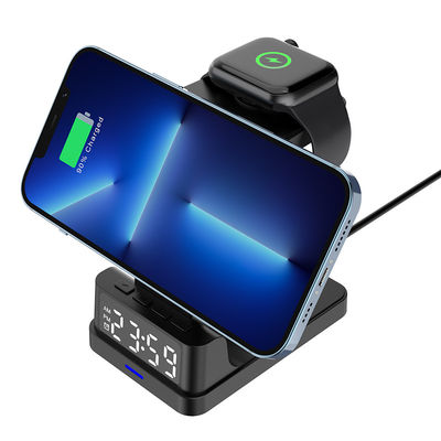 Drie in één Qi draadloze oplader Clock Stand 15W FCC gecertificeerd