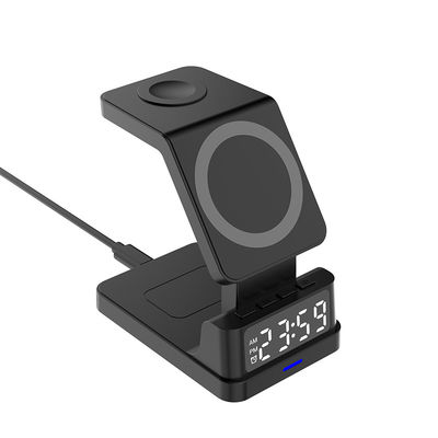 Opvouwbare klok draadloze telefoon oplader, 4 in 1 snelle draadloze oplader 15W