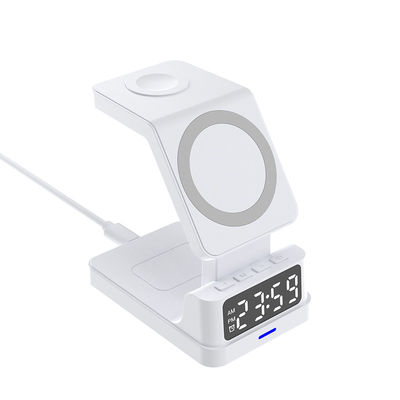 Opvouwbare klok draadloze telefoon oplader, 4 in 1 snelle draadloze oplader 15W