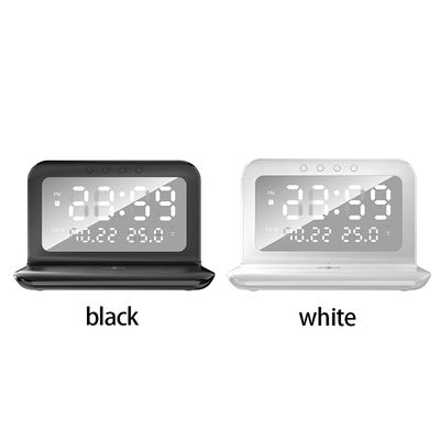Custom Logo Draadloos Telefoon Charger Clock, LED Digitale Clock Met Charging Pad