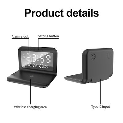 Custom Logo Draadloos Telefoon Charger Clock, LED Digitale Clock Met Charging Pad