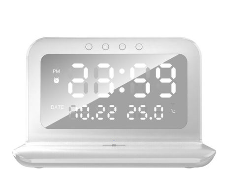 Custom Logo Draadloos Telefoon Charger Clock, LED Digitale Clock Met Charging Pad