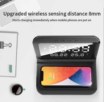 Custom Logo Draadloos Telefoon Charger Clock, LED Digitale Clock Met Charging Pad