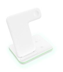 Snel brandwerend Qi draadloos oplader Dock 15w 3 in 1 oplaadstand met lamp