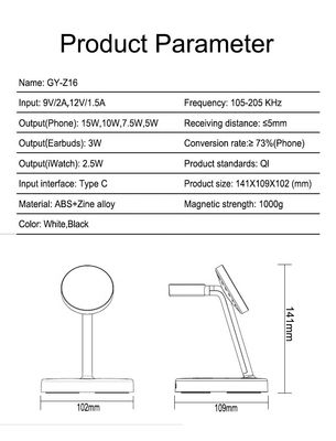 Magnetische 3 in 1 multifunctionele draadloze oplader