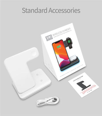 Silicone Qi 3 in 1 draadloos oplader, draagbare draadloze telefoon oplader stand 15w