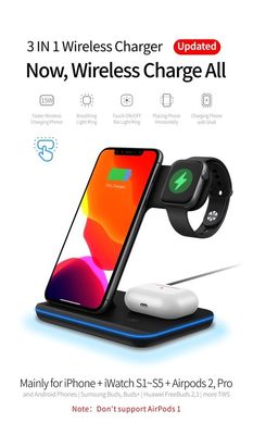 Mobiele 10w Qi Multifunctionele Draadloze Charger 3 In 1 Kortsluit Bescherming