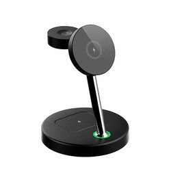 FCC gecertificeerde draagbare magnetische oplader, 4 in 1 draadloos oplaadstation 15w
