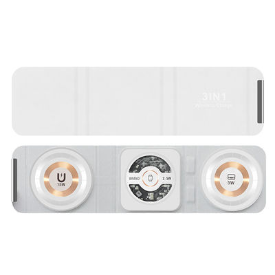 Witte ronde Qi draadloze oplaadpad 15w 107g vouwbare mobiele